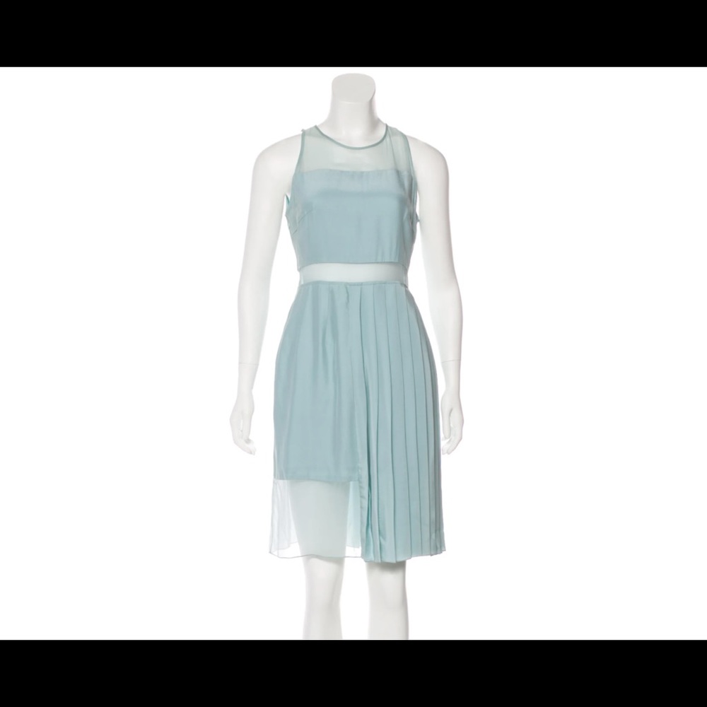 Timo Weiland Silk Blue Knee Length Sheer Dress